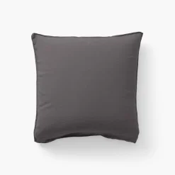 Carré Blanc Taie d'oreiller carrée lin lavé Songe charbon| Taies D’oreiller