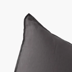 Carré Blanc Taie d'oreiller carrée lin lavé Songe charbon| Taies D’oreiller