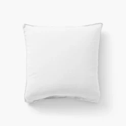 Carré Blanc Taie d'oreiller carrée lin et coton lavé Songe blanc| Taies D’oreiller