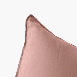 Carré Blanc Taie d'oreiller carrée lin lavé Songe rose cendré|Enfant Taies D'oreiller|Taies D’oreiller