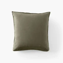 Carré Blanc Taie d'oreiller carrée lin et coton lavé Songe bocage| Taies D’oreiller