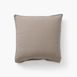 Carré Blanc Taie d'oreiller carrée lin lavé Songe taupe| Taies D’oreiller