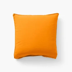 Carré Blanc Taie d'oreiller carrée lin lavé Songe curcuma| Taies D’oreiller