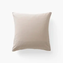 Carré Blanc Taie d'oreiller carrée lin et coton lavé Songe grège floral| Taies D’oreiller