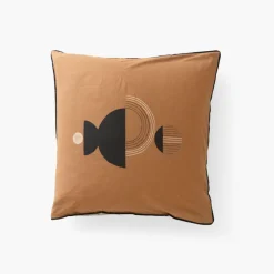 Carré Blanc Taie d'oreiller carrée lin et coton lavé Eclipse| Taies D’oreiller