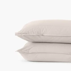 Carré Blanc Taie d'oreiller carrée percale de coton Neo ficelle| Taies D’oreiller