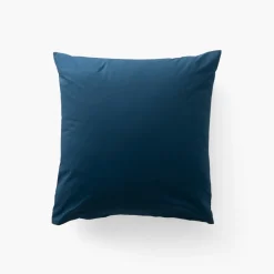 Carré Blanc Taie d'oreiller carrée percale de coton Neo bleu prusse floral| Taies D’oreiller