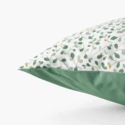 Carré Blanc Taie d'oreiller carrée percale de coton Neo thym végétal| Taies D’oreiller