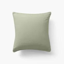 Carré Blanc Taie d'oreiller carrée pur coton lavé biologique Souffle sauge| Taies D’oreiller