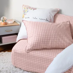 Carré Blanc Taie d'oreiller carrée pur coton bio Rêve d'or|Enfant Linge De Litbio|Taies D'oreiller