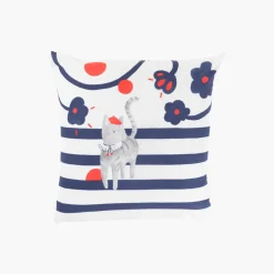 Carré Blanc Taie d'oreiller carrée réversible coton biologique Ptitchic chat|Enfant Linge De Litbio|Taies D'oreiller