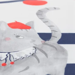 Carré Blanc Taie d'oreiller carrée réversible coton biologique Ptitchic chat|Enfant Linge De Litbio|Taies D'oreiller