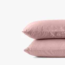 Carré Blanc Taie d'oreiller carrée satin de coton lavé bio Quartz blush| Taies D’oreiller