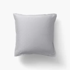 Carré Blanc Taie d'oreiller carrée satin de coton jacquard pois et rayures Prestige tourterelle| Taies D’oreiller