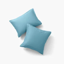 Carré Blanc Taie d'oreiller carrée satin de coton jacquard pois et rayures Prestige glacier| Taies D’oreiller