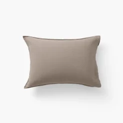 Carré Blanc Taie d'oreiller rectangulaire lin lavé Songe taupe| Taies D’oreiller
