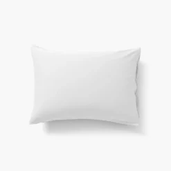 Carré Blanc Taie d'oreiller rectangulaire satin de coton lavé bio Quartz blanc| Taies D’oreiller