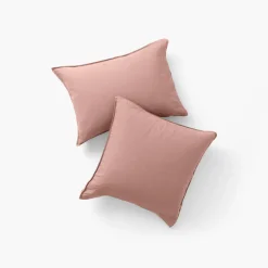 Carré Blanc Taie d'oreiller rectangulaire lin lavé Songe rose cendré| Taies D’oreiller
