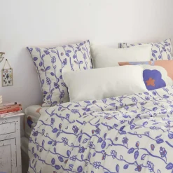 Carré Blanc Taie d'oreiller rectangulaire réversible pur coton Twiggypop| Taies D’oreiller