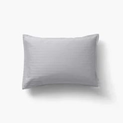 Carré Blanc Taie d'oreiller rectangulaire satin de coton jacquard pois et rayures Prestige tourterelle| Taies D’oreiller