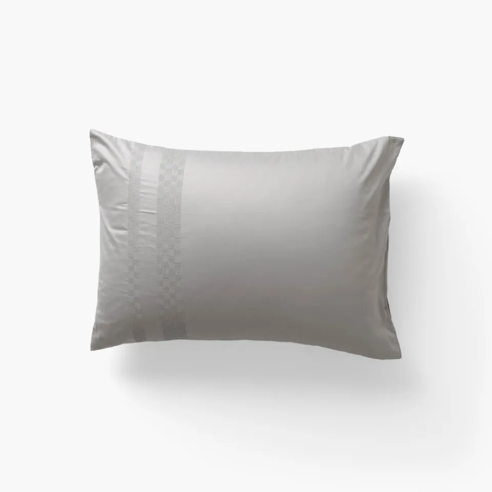 Carré Blanc Taie d'oreiller rectangulaire satin de coton Titane| Taies D’oreiller