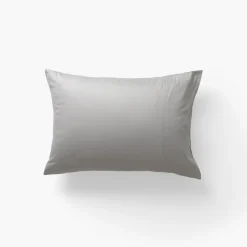 Carré Blanc Taie d'oreiller rectangulaire satin de coton Titane| Taies D’oreiller