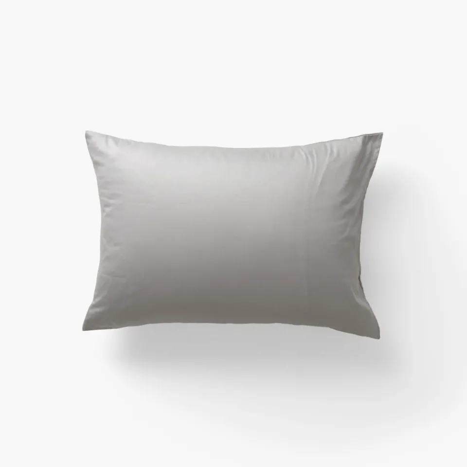 Carré Blanc Taie d'oreiller rectangulaire satin de coton Titane| Taies D’oreiller