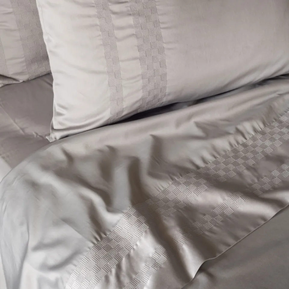 Carré Blanc Taie d'oreiller rectangulaire satin de coton Titane| Taies D’oreiller