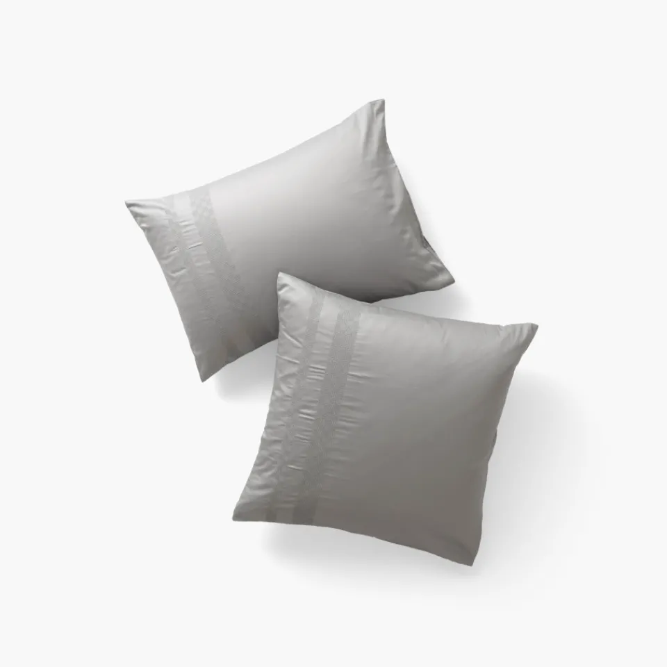 Carré Blanc Taie d'oreiller rectangulaire satin de coton Titane| Taies D’oreiller