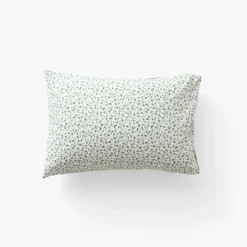 Carré Blanc Taie d'oreiller rectangulaire percale de coton Neo thym végétal| Taies D’oreiller