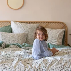 Carré Blanc Taie d'oreiller rectangulaire percale de coton Neo thym végétal| Taies D’oreiller