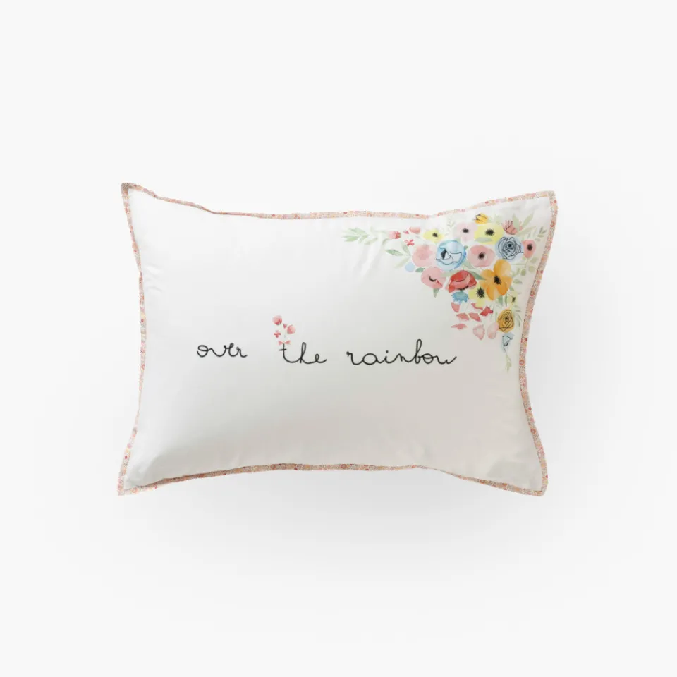 Carré Blanc Taie d'oreiller rectangulaire pur coton bio Rêve d'or|Enfant Linge De Litbio|Taies D'oreiller