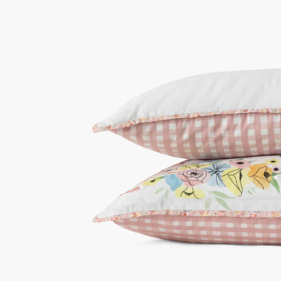 Carré Blanc Taie d'oreiller rectangulaire pur coton bio Rêve d'or|Enfant Linge De Litbio|Taies D'oreiller