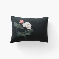 Carré Blanc Taie d'oreiller rectangulaire coton Lotus| Taies D’oreiller