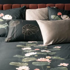 Carré Blanc Taie d'oreiller rectangulaire coton Lotus| Taies D’oreiller