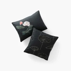 Carré Blanc Taie d'oreiller rectangulaire coton Lotus| Taies D’oreiller