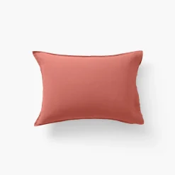 Carré Blanc Taie d'oreiller rectangulaire lin et coton lavé Songe terre cuite| Taies D’oreiller