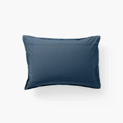 Carré Blanc Taie d'oreiller rectangulaire coton Neo bleu prusse| Taies D’oreiller