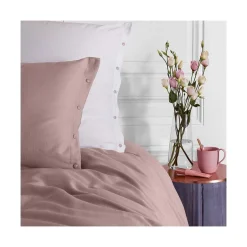 Carré Blanc Taie d'oreiller rectangulaire satin de coton lavé bio Quartz blush| Taies D’oreiller