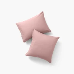 Carré Blanc Taie d'oreiller rectangulaire satin de coton lavé bio Quartz blush| Taies D’oreiller