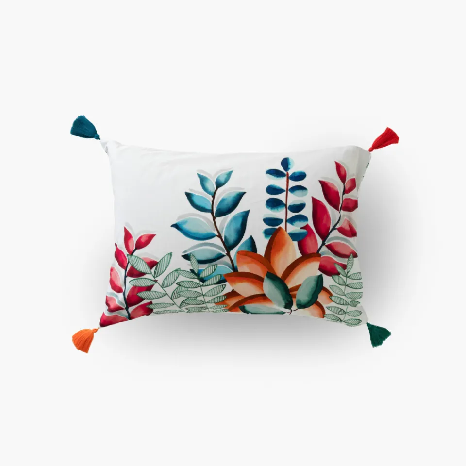 Carré Blanc Taie d'oreiller rectangulaire percale de coton Balata| Taies D’oreiller