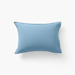Carré Blanc Taie d'oreiller rectangulaire lin lavé Songe bleu baltique| Taies D’oreiller