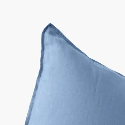 Carré Blanc Taie d'oreiller rectangulaire lin lavé Songe bleu baltique| Taies D’oreiller