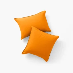 Carré Blanc Taie d'oreiller rectangulaire lin lavé Songe curcuma| Taies D’oreiller