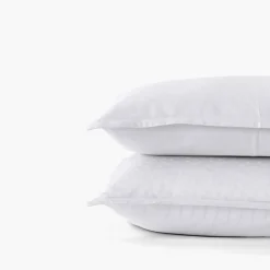 Carré Blanc Taie d'oreiller rectangulaire satin de coton jacquard pois et rayures Prestige blanc| Taies D’oreiller