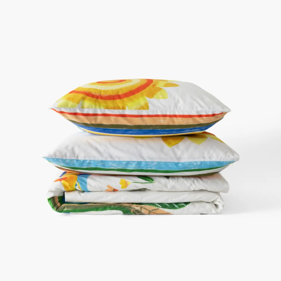 Carré Blanc Taie d'oreiller rectangulaire coton bio Pinata|Enfant Linge De Litbio|Taies D'oreiller