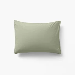 Carré Blanc Taie d'oreiller rectangulaire pur coton lavé biologique Souffle sauge| Taies D’oreiller