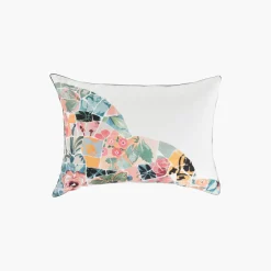 Carré Blanc Taie d'oreiller rectangulaire réversible percale de coton Azulejos| Taies D’oreiller