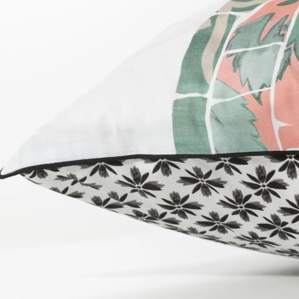 Carré Blanc Taie d'oreiller rectangulaire réversible percale de coton Azulejos| Taies D’oreiller