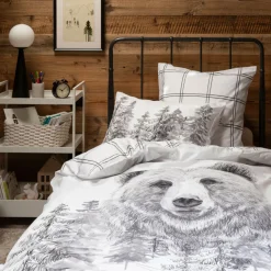 Carré Blanc Taie d'oreiller rectangulaire réversible percale de coton Grizzli|Enfant Taies D'oreiller|Taies D’oreiller